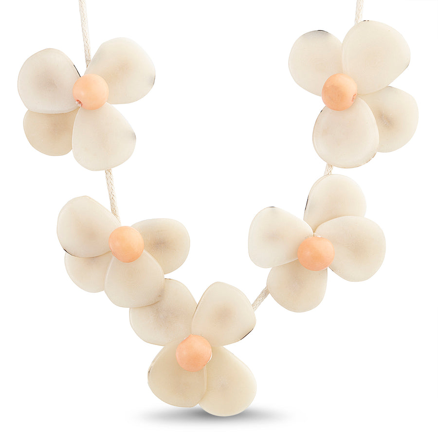 Lily Flower Necklace in Ivory