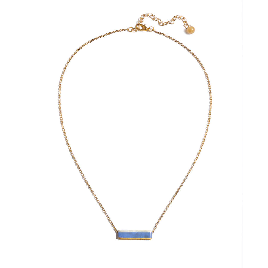 Kyla Striped Bar Necklace in Blue Marine - Wholesale