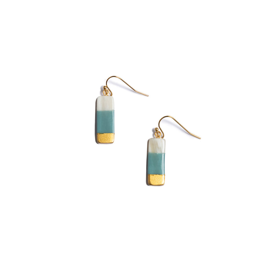 Kyla Striped Bar Earrings in Mint - Wholesale