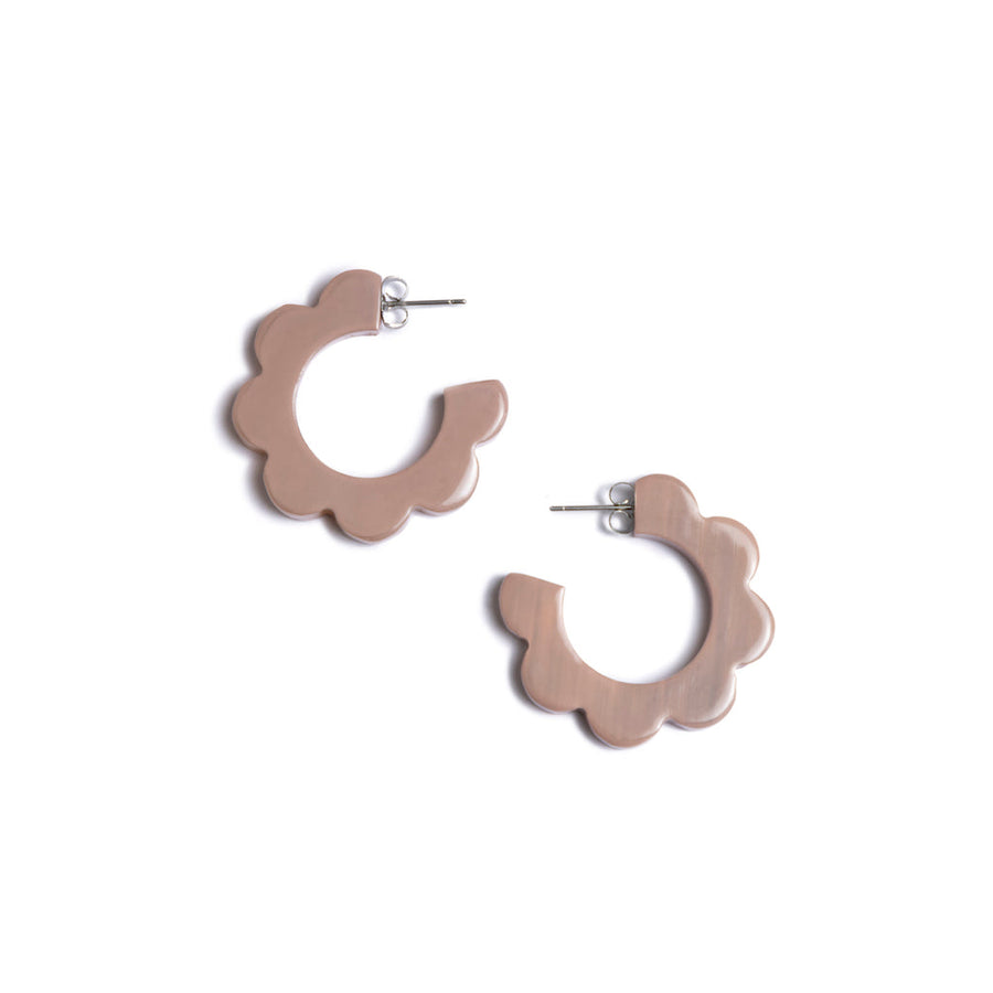 Scalloped Hoop Earrings in Shrimp Pink - Wholesale