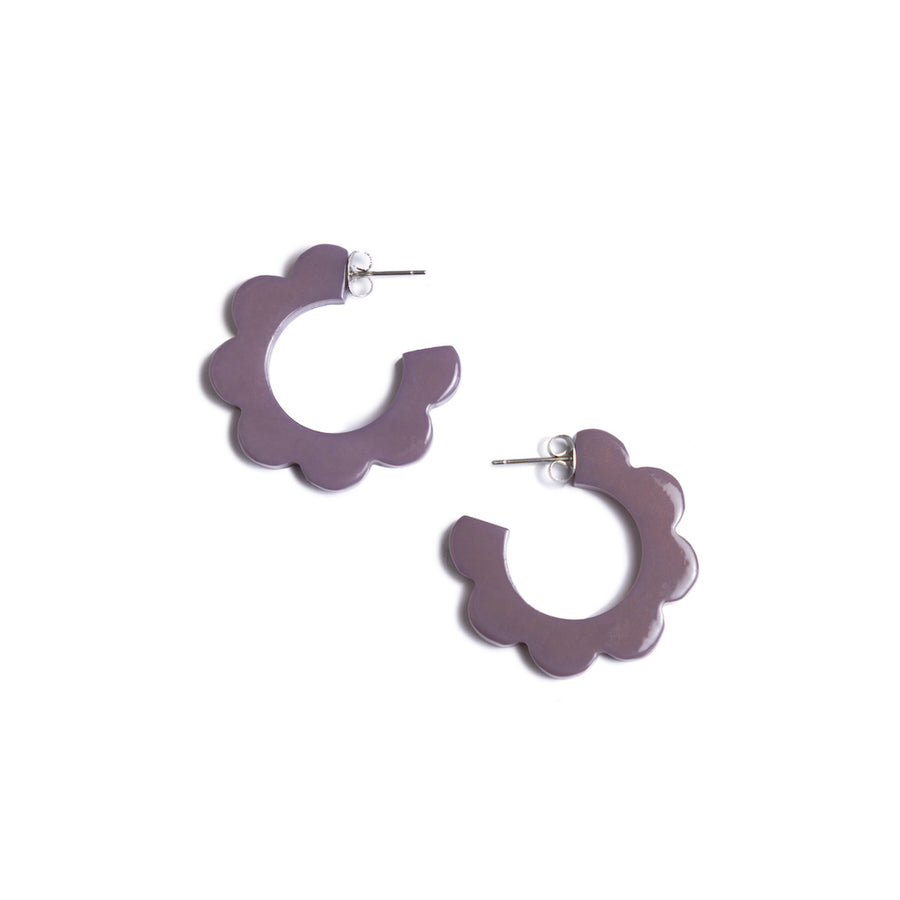 Scalloped Hoop Earrings in Purple Winterberry - Wholesale