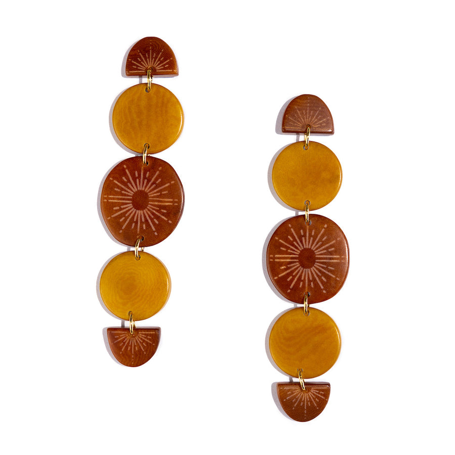 Phases Tagua Gold Statement Earrings - Wholesale