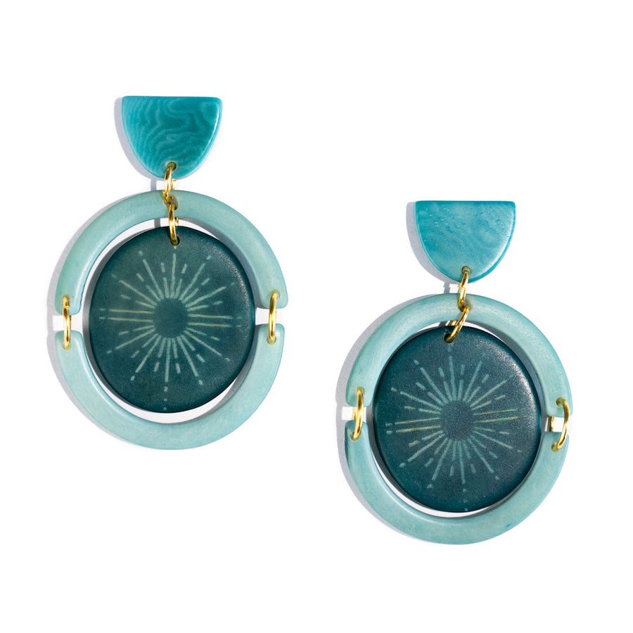 Tallia Tagua Starburst Turquoise Statement Earrings - Wholesale