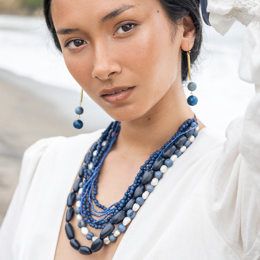 Waterfall Blue Statement Necklace - Wholesale